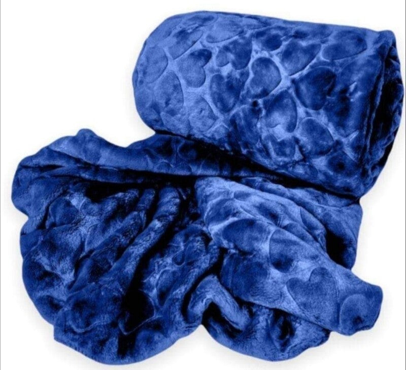 HEART EMBOSSED VELVET FLEECE THROWS