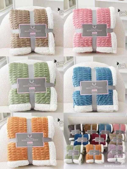 WAFFLE TEXTURED SHERPA BLANKET