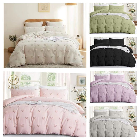 HEART TUFFED COMFORTER SET- BULK